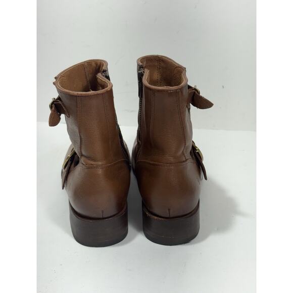 Frye Vicky Engineer Boots in Cognac Brown Leather w/Buckles Women's Sz 11B Ankle - Picture 6 of 10